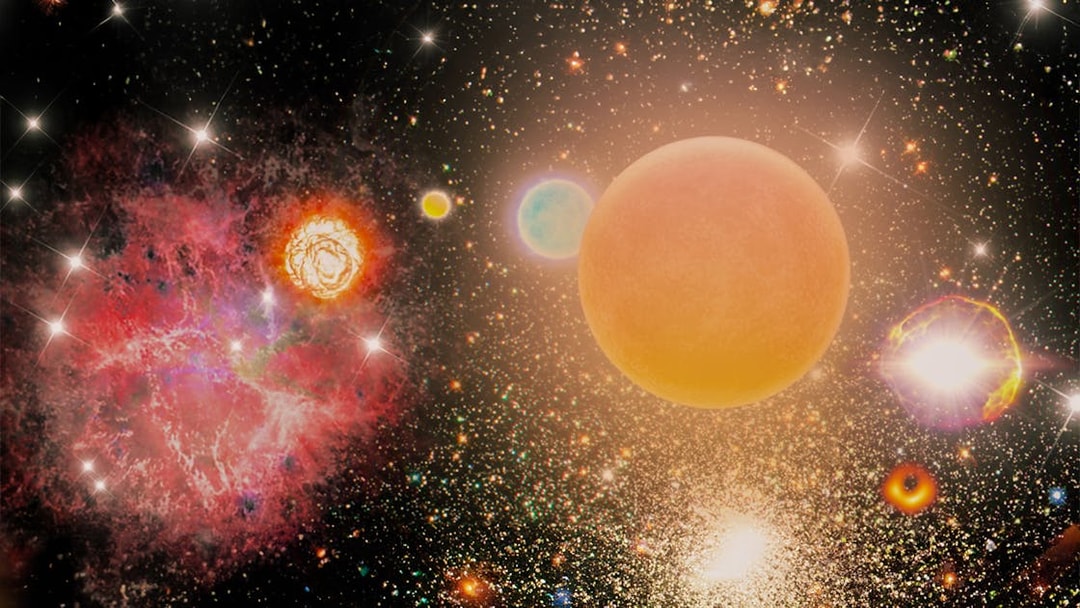 Celestial bodies and colorful nebulae in a starry sky at the Royal Observatory Planetarium Show.