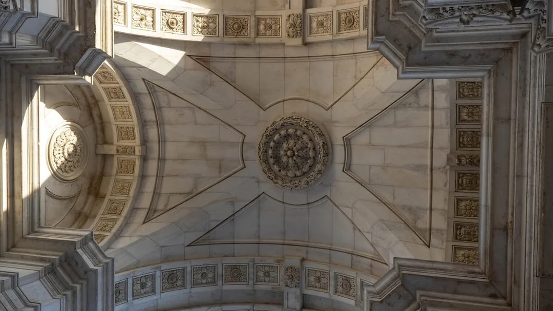 Ceiling detail of Rua Augusta Arch in Lisbon, Portugal.