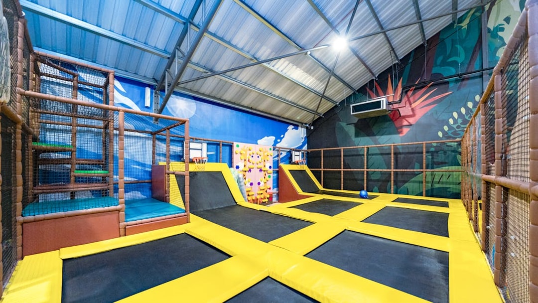 Jumping area with trampolines at Indoor Safari Escape Playland.