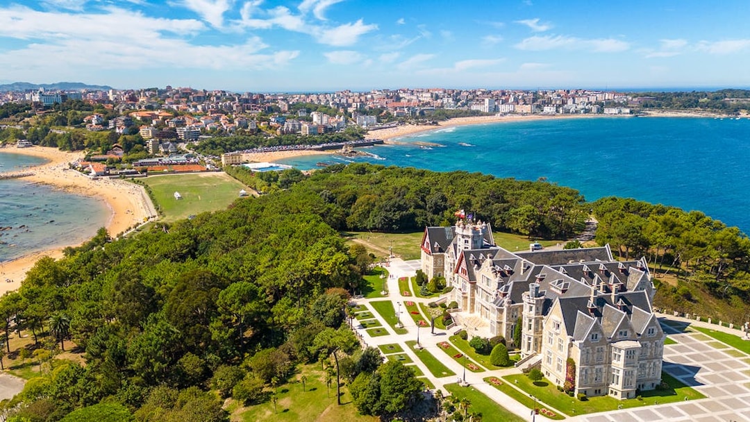 Palacio de la Magdalena overlooking the coastline in Santander, Spain.