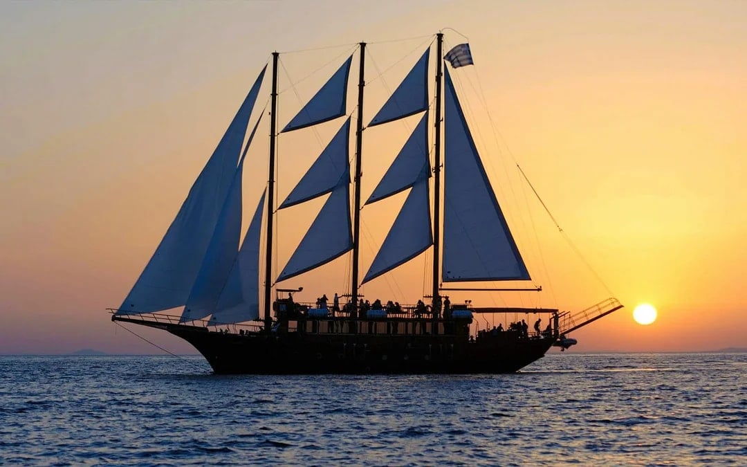 Santorini Volcano Sunset Dinner Cruise & Open Buffet with Transfers Image 1