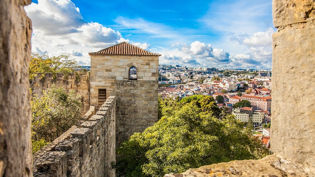 Tower of São Jorge Castle overlooking Lisbon, Portugal.