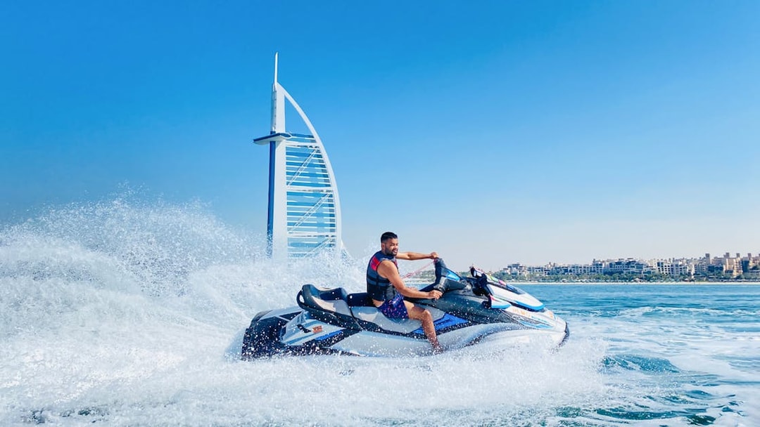 Jet ski rider near Burj Al Arab in Dubai.