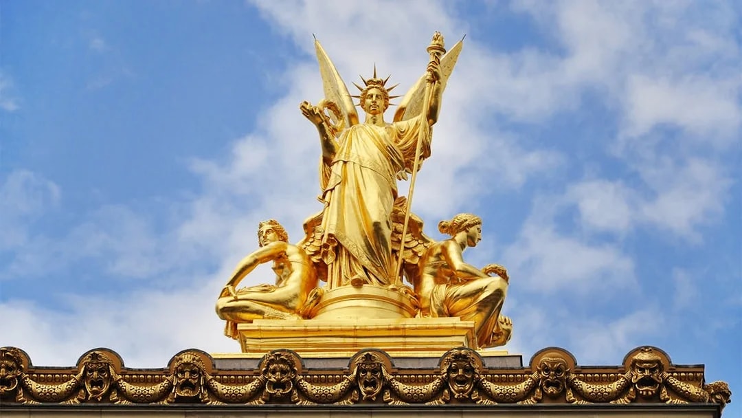 Sculpture Poetry by Charles Gumery on Opera Garnier façade, Paris.