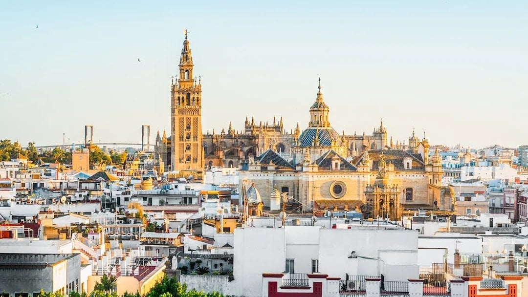 Seville Cathedral and Giralda tower in Seville, Andalusia, Spain.