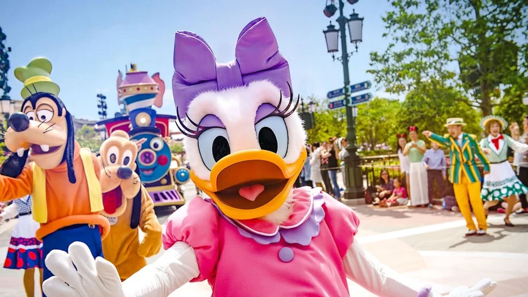 Characters in a parade at Shanghai Disneyland.