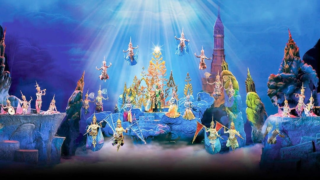 Performers in traditional costumes at Siam Niramit show, Phuket.