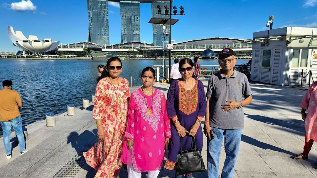 Group of tourists at Marina Bay Sands, Singapore City Tour.