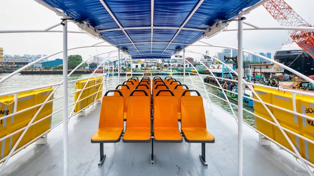 Ferry seating area on route to Kusu Island and St John's Island, Singapore.