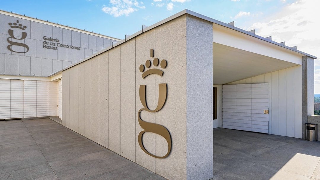Royal Collections Gallery entrance in Madrid with modern architecture.