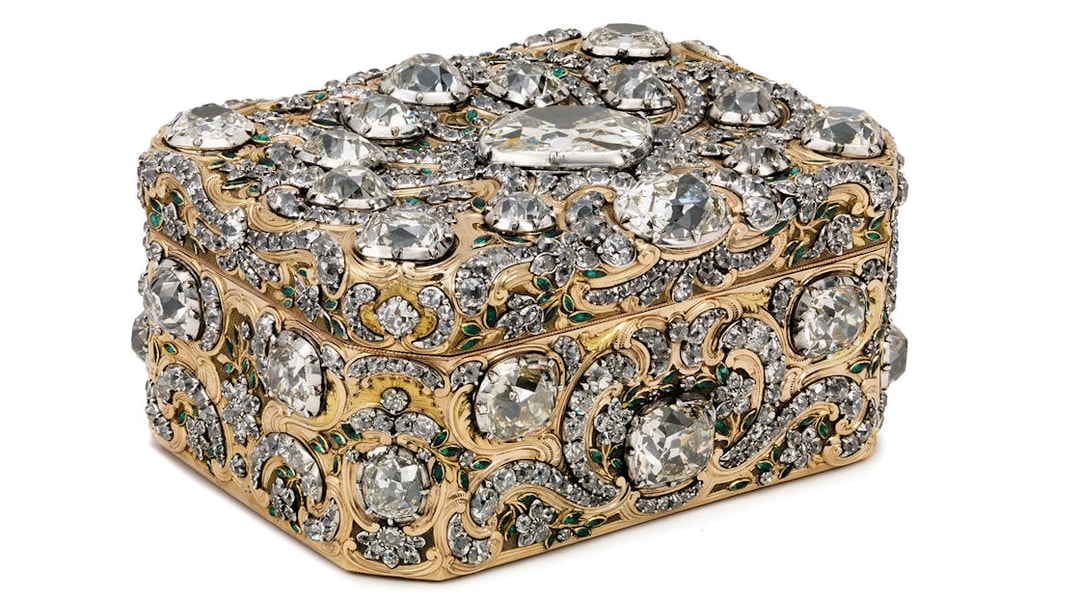 Ornate jeweled box from Royal Treasure Museum collection.