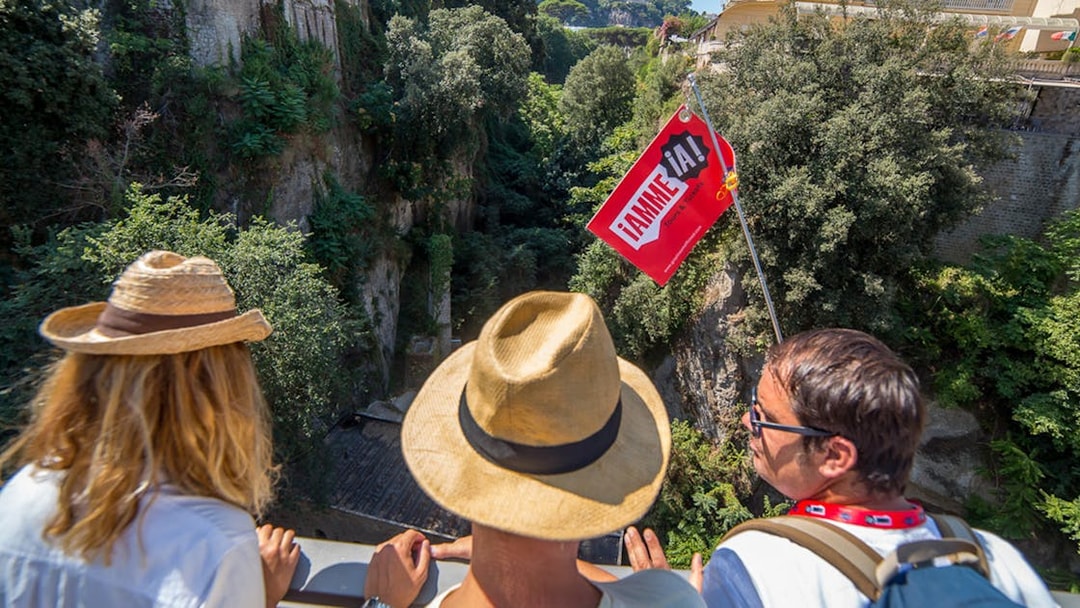Tourists overlooking a lush valley during a guided walking tour of Sorrento.