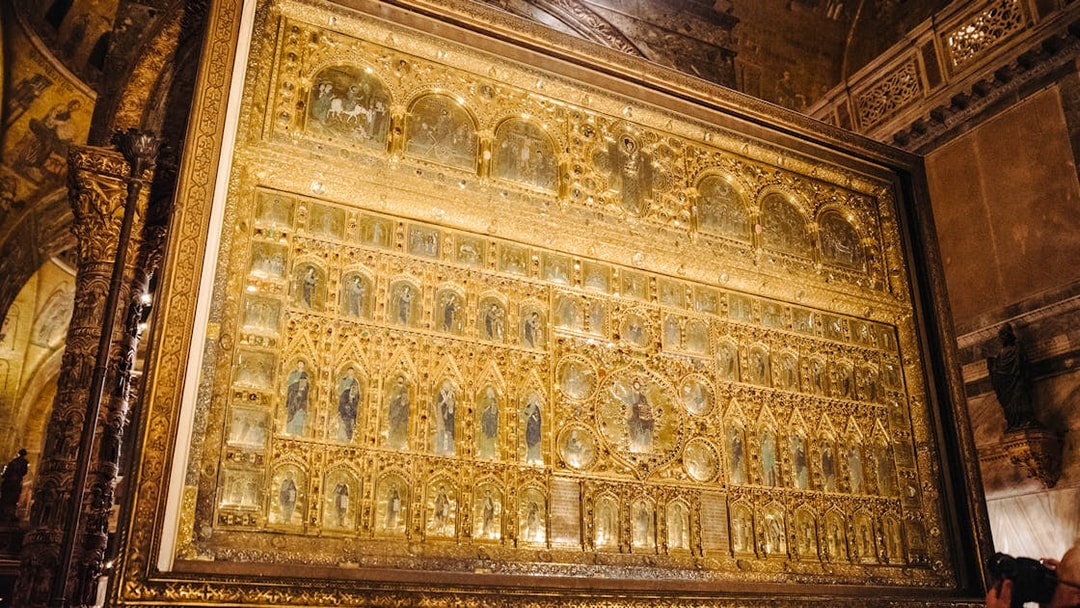 Golden Pala d'Oro altarpiece in St. Mark's Basilica during exclusive after-hours tour.