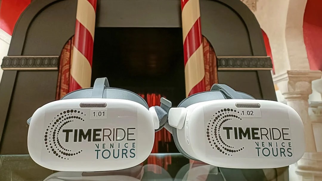 VR headsets for TimeRide Venice Tours at San Marco History Gallery.
