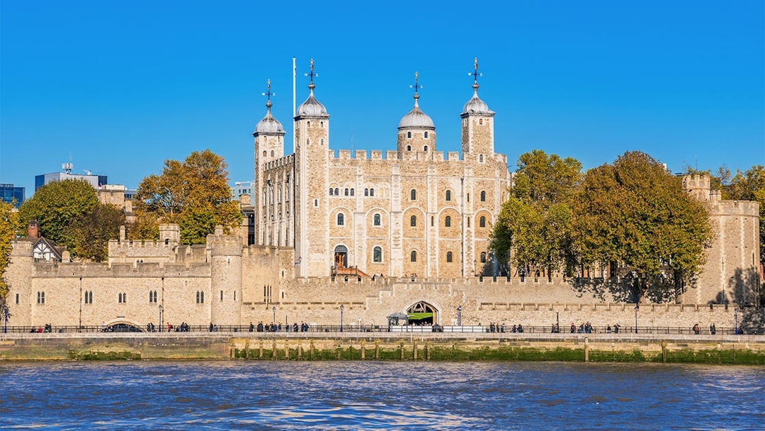 Tower of London exterior viewed from Thames Cruise, London.