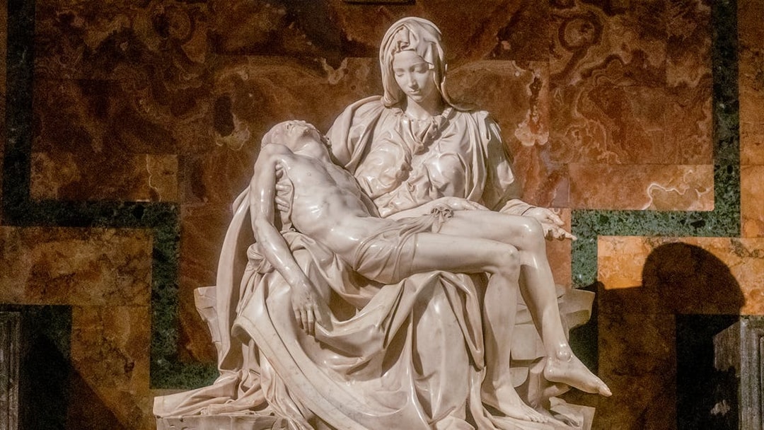 Pietà statue by Michelangelo at St. Peter's Basilica, Vatican City.