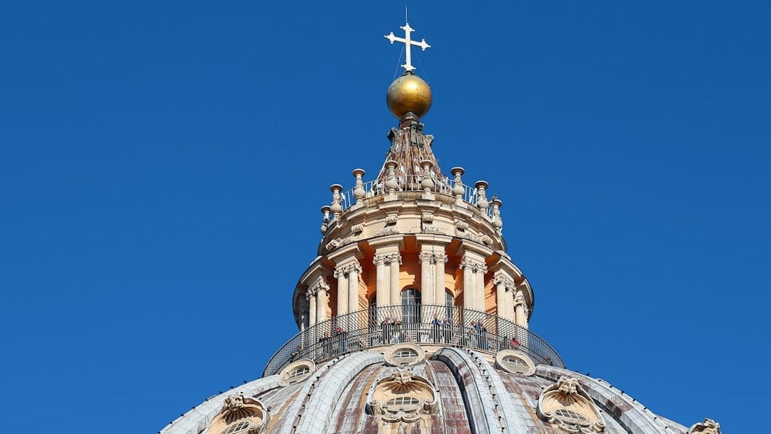 Visitors on the terrace of St. Peter’s Basilica Dome in Vatican City.