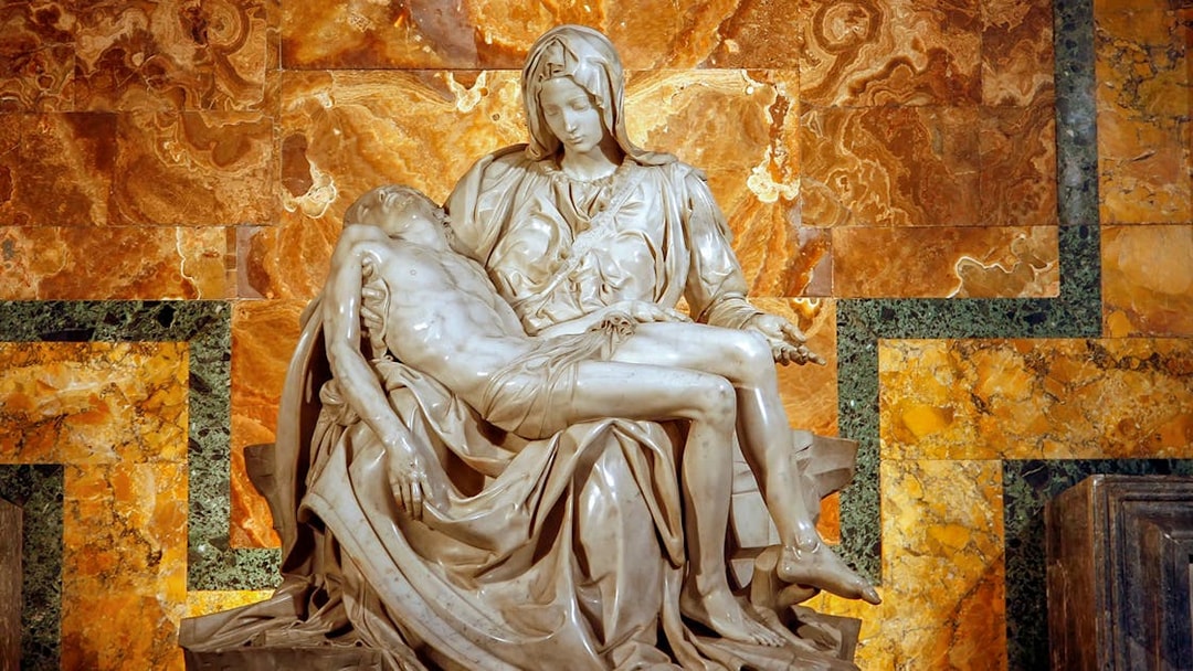Michelangelo's Pieta sculpture in St. Peter's Basilica, Vatican City.