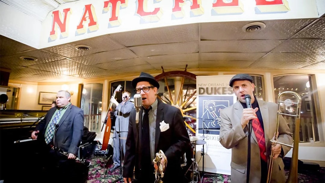 Dukes band performing on Steamboat Natchez in New Orleans.