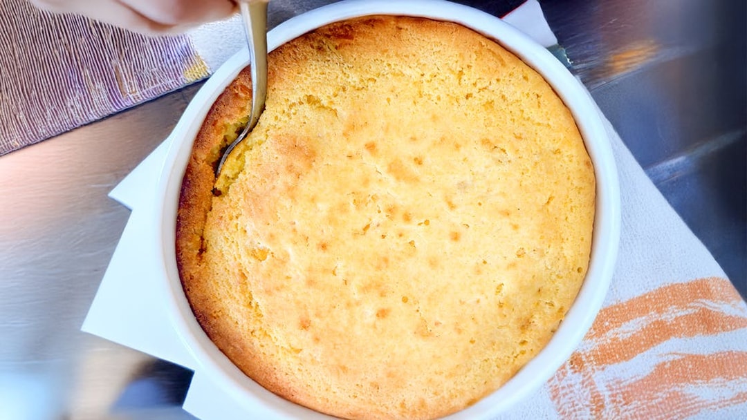 Southern Spoonbread on Steamboat Natchez lunch cruise table.