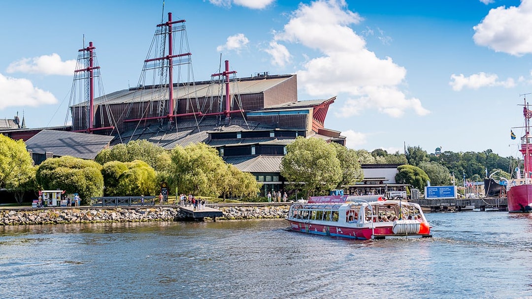 Sightseeing boat near Vasa Museum in Stockholm, Sweden.