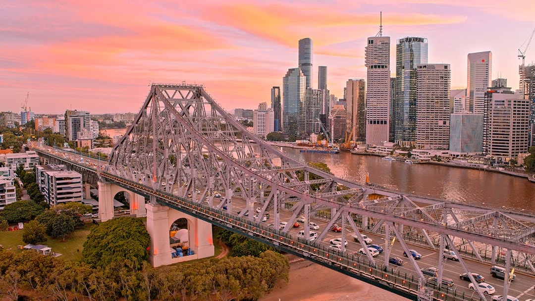 Twilight view of Story Bridge and Brisbane skyline during Adventure Climb.
