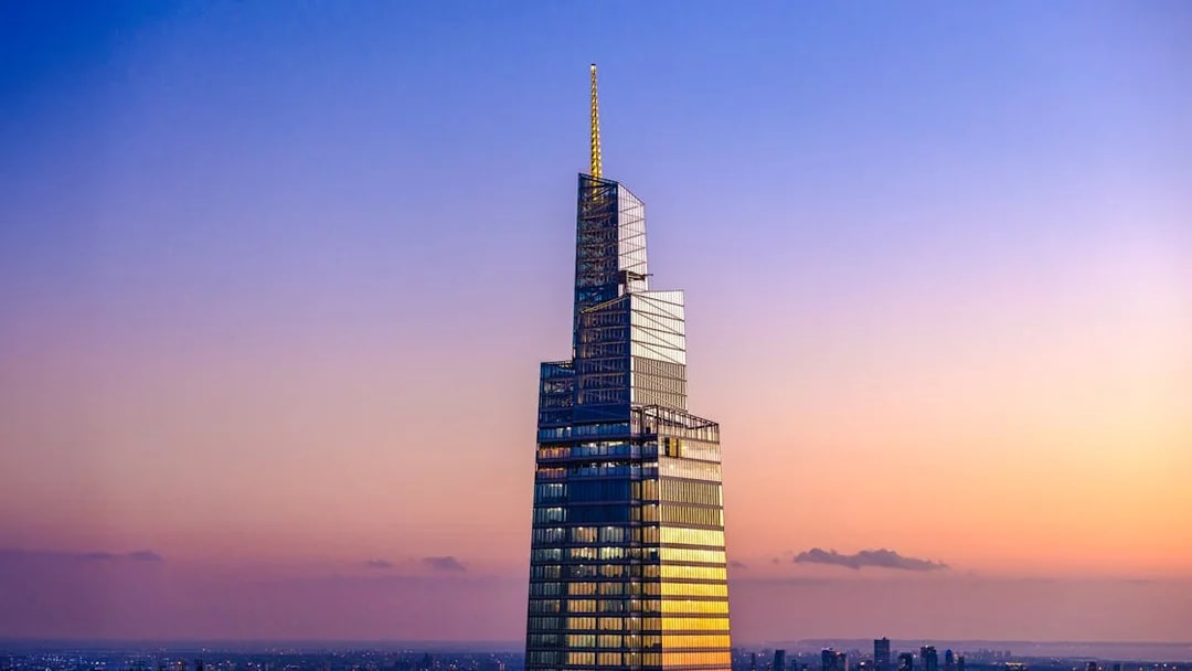 One Vanderbilt skyscraper at sunset in Midtown Manhattan, New York City.