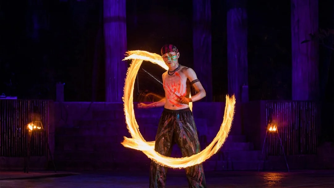 Fire performer at Sunway Lost World Hot Springs Night Park.