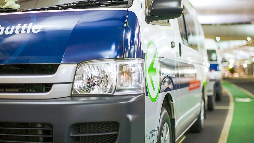 Shuttle van for Queenstown Airport transfer service.