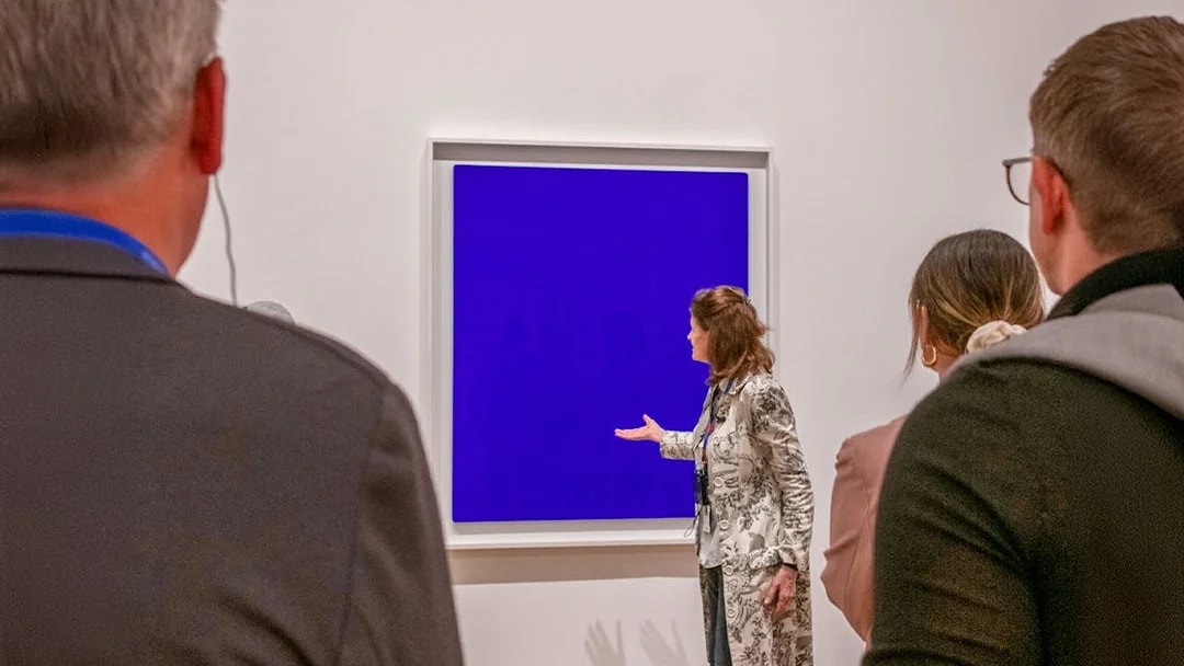 Guide explaining artwork during a tour inside Tate Modern.