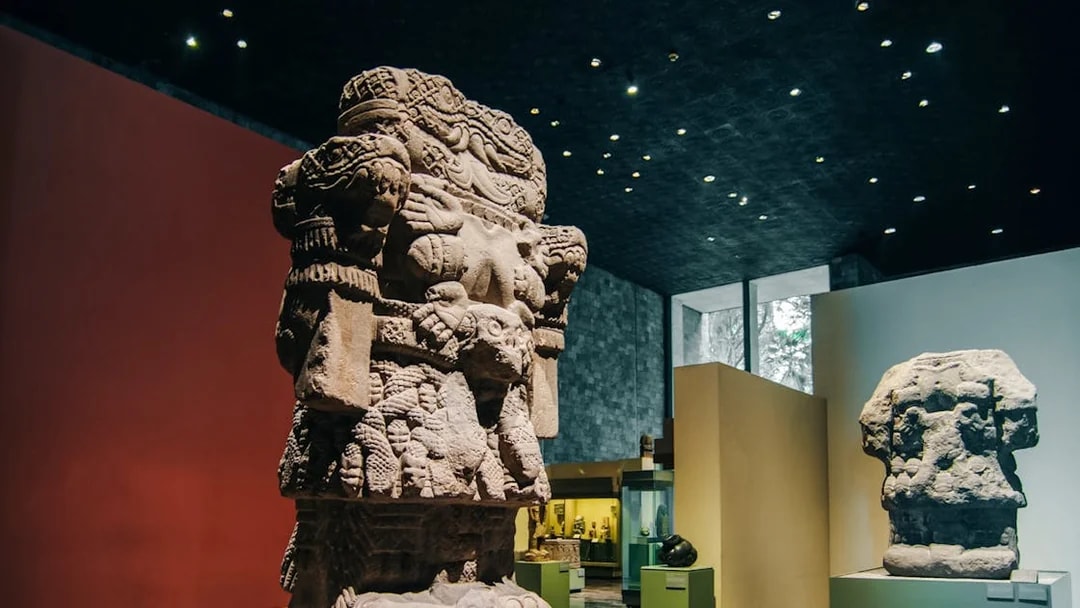 Stone sculpture in Anthropology Museum, Mexico.