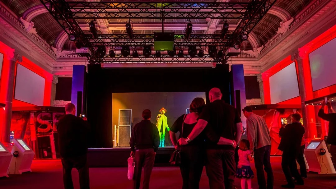 Visitors watching a music performance at the British Music Experience in London.