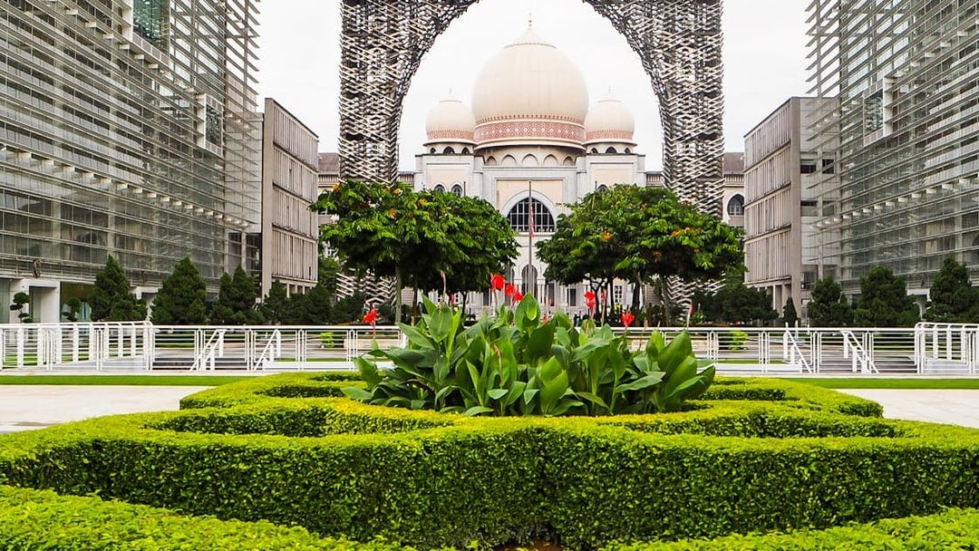 Modern architecture and gardens at a Kuala Lumpur landmark on the Great KL City Tour.