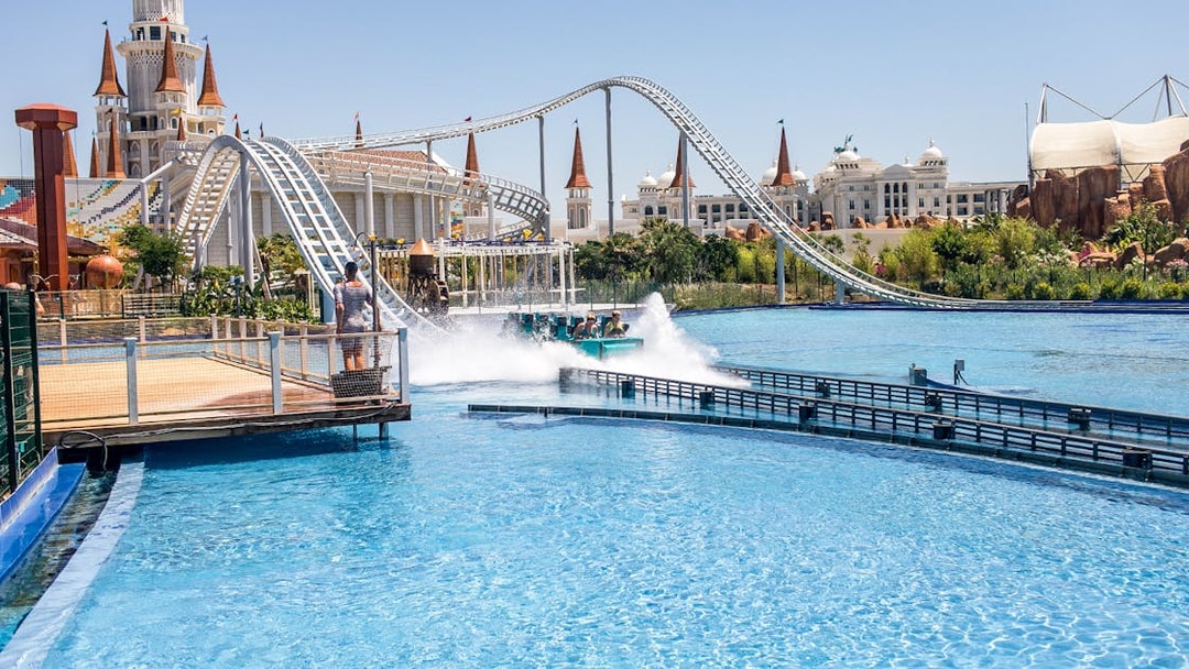 Roller coaster splash at Land of Legends Theme Park, Antalya.