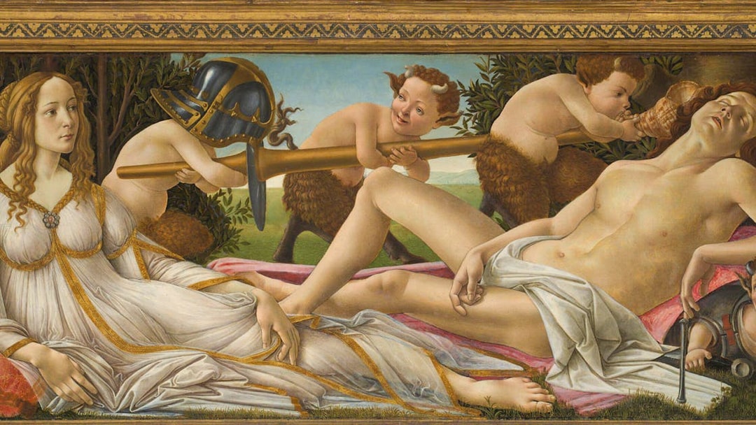 Botticelli's Mars and Venus painting at National Gallery London.