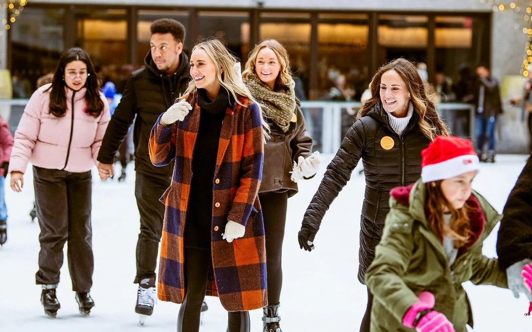 Ice skaters enjoying The Rink at Rockefeller Center in New York City.