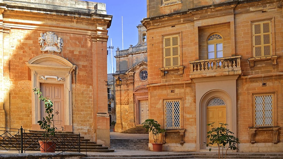 Historic buildings in The Three Fortified Cities, Malta, showcasing traditional architecture.