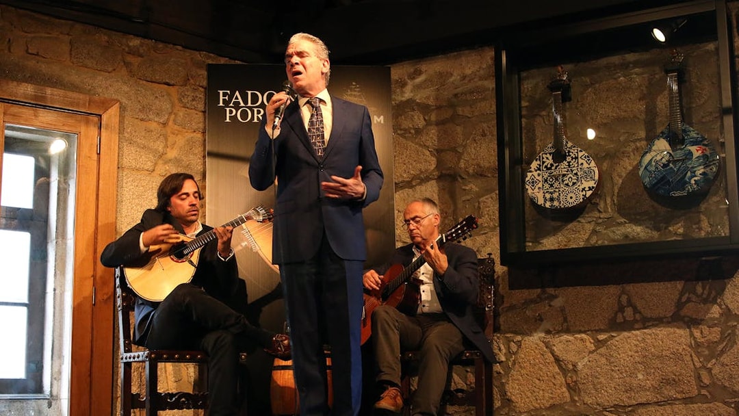 Fado musicians performing in a Port wine cellar, Portugal.