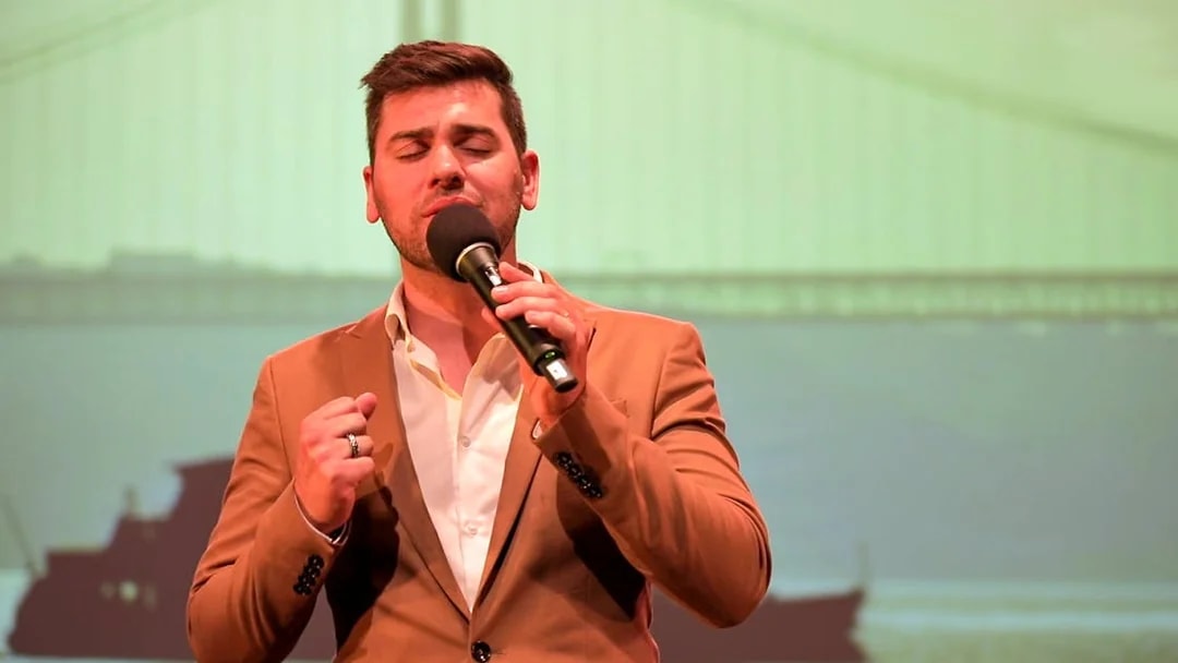 Singer performing Fado in Chiado, Lisbon.