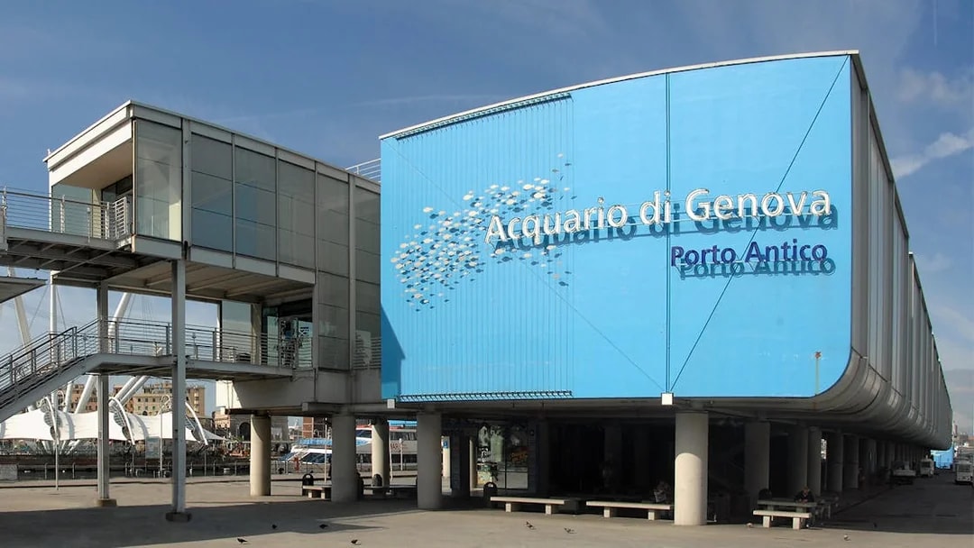 Genoa Aquarium entrance at Porto Antico, Italy.