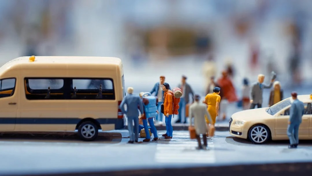 Miniature figures near vehicles at Hzero Miniature Railway Enterprise.