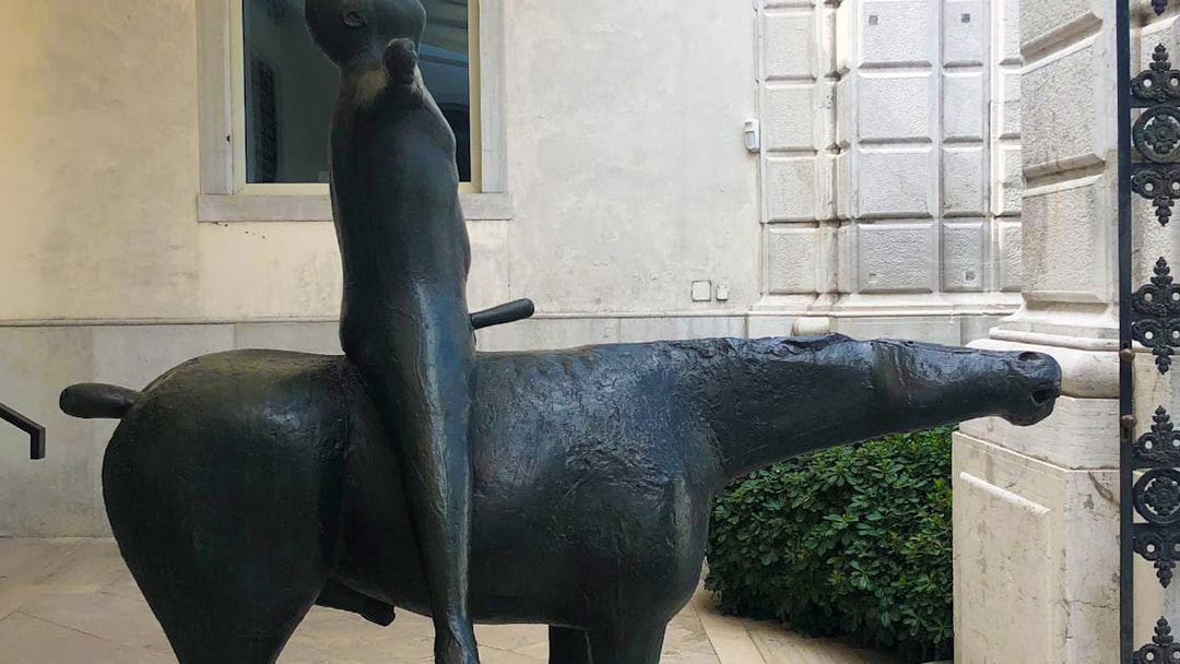 Sculpture of a figure on horseback at Peggy Guggenheim Collection, Venice.