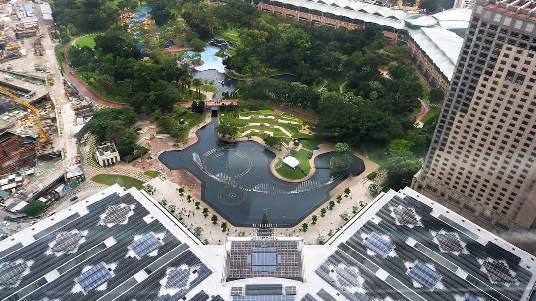 View of KLCC Park from the 86th floor of Petronas Twin Towers, Kuala Lumpur.