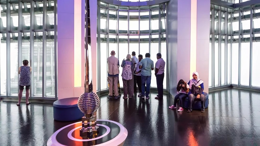Visitors enjoying the view from the observation deck of Petronas Twin Towers, Kuala Lumpur.