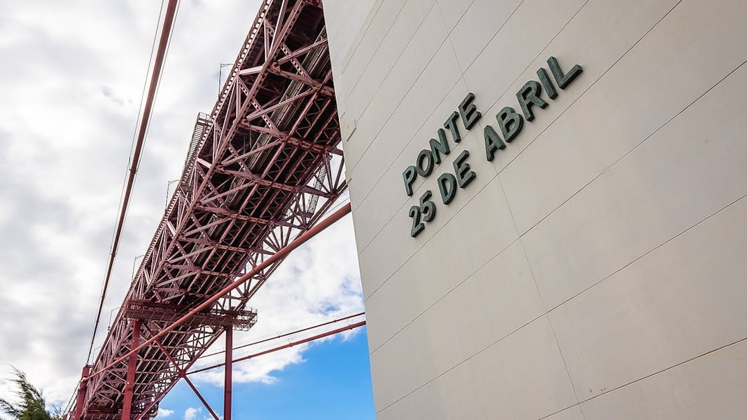 Pilar 7 Bridge Experience view of Ponte 25 de Abril structure in Lisbon.