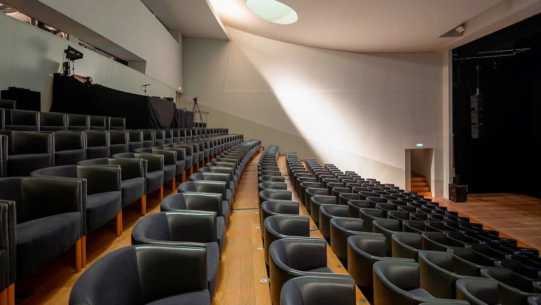 Serralves Foundation auditorium seating area in Porto, Portugal.