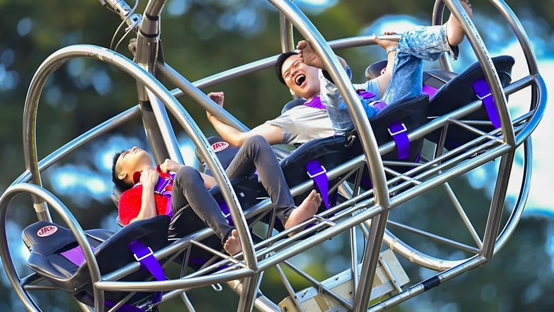 Riders enjoying the Slingshot ride in Singapore.