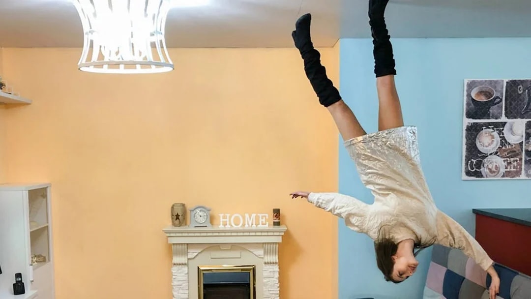Upside-down room exhibit at Big Fun Museum, Barcelona.