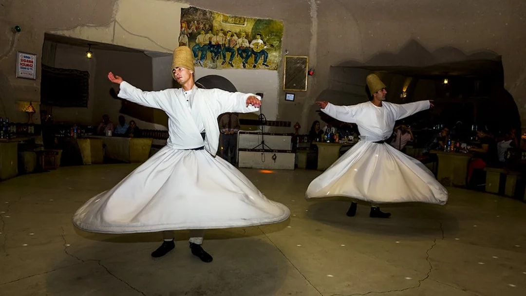 Whirling Dervishes performing in a Cappadocia venue.
