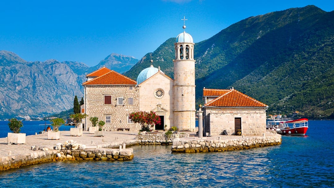 Our Lady of The Rocks church on an islet in the Bay of Kotor, Montenegro.